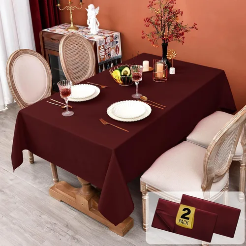 Miniatura 23 de MEANMOY Mantel cuadrado de poliéster lavable, resistente al agua y a las manchas, de 210 GSM, de 54 x 54 pulgadas, mantel de mesa rectangular sin