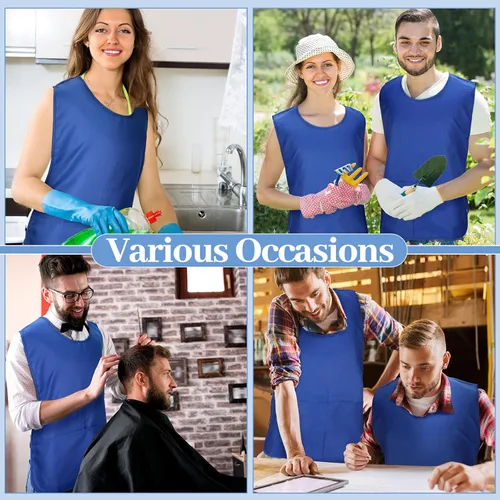 Miniatura 7 de Suhine 15 Pcs Cobbler Apron Smock Apron with 2 Deep Pockets and Side Ties Unisex Apron for work kitchen