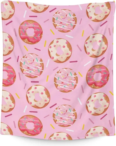 Miniatura 20 de Manta para niñas, 30 x 40 pulgadas, bonita manta de dona para niñas, manta rosa suave y mullida para sofá y oficina