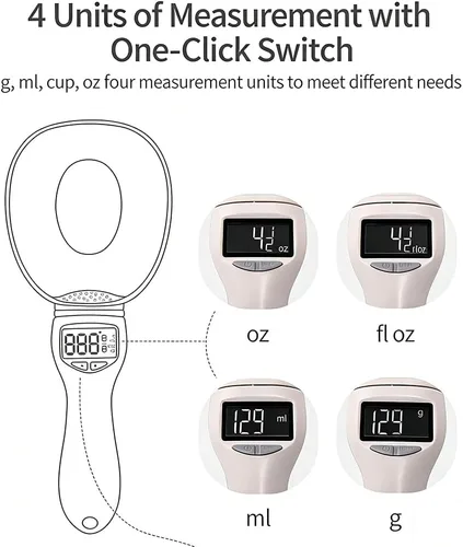 Miniatura 3 de Cuchara medidora digital electrónica, básculas de alimentos para cocina, 28.22 oz/0.00 oz de alta precisión con pantalla LCD, cuchara medidora