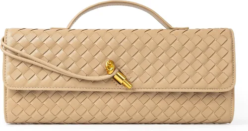 Miniatura 12 de Joryin Bolso tejido para mujer, bolso de mano de cuero tejido, bolso cruzado, bolso formal de noche, cuero vegano