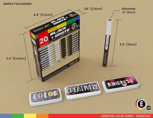 Miniatura 6 de TOOLI-ART Juego de marcadores de pintura acrílica en blanco y negro para pintura de roca, lienzo, tazas, metal, pintura de vidrio, tela, madera