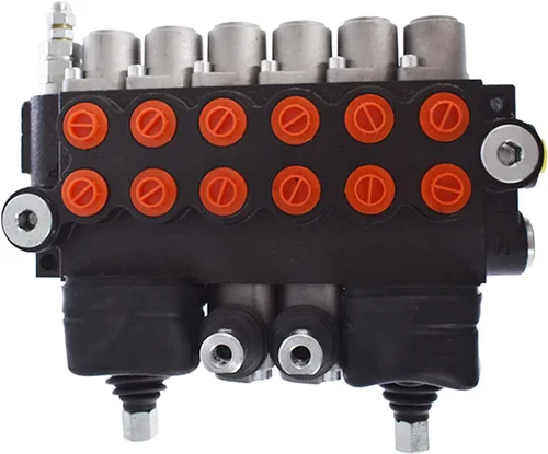 Miniatura 3 de Válvula de control direccional de retroexcavadora hidráulica de 2 joysticks, 6 carretes, 11 GPM