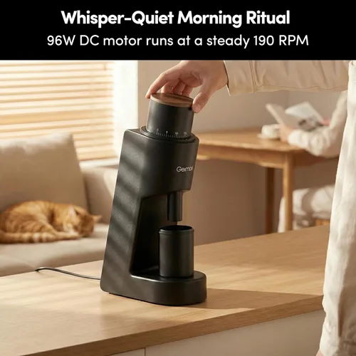 Miniatura 6 de Wirsh Geimori GU38 - Molinillo de café de dosis única, con rebaba cónica de acero inoxidable de 6 núcleos de 1.496 in, ajuste continuo de 0.000 in