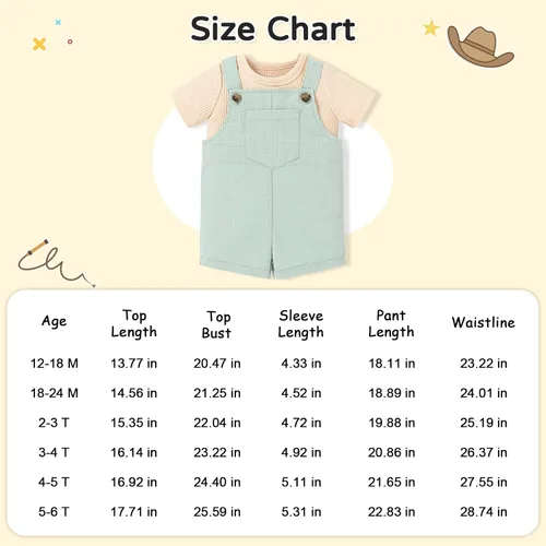 Miniatura 7 de MBMSHEGH Conjunto de ropa de verano para bebé y niño, con parte superior acanalada y tirantes con botones