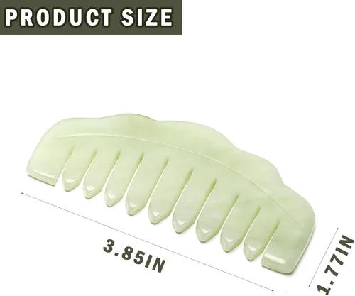 Miniatura 5 de Peine de pelo de jade, herramienta Gua Sha para hombres y mujeres, masajeador de cabeza, peine para el estrés, la caspa, el crecimiento del cabello