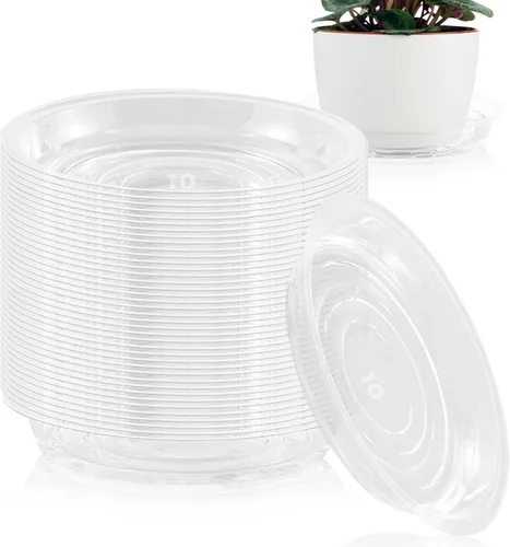 Miniatura 42 de Paquete de 30 platillos transparentes para plantas en interiores (4, 6, 8, 10, 12 pulgadas) platillos para macetas para plantas en maceta, juego