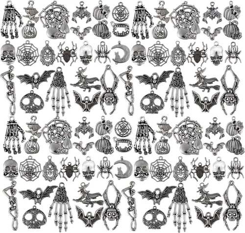 Miniatura 10 de Hicarer 80 colgantes de plata antigua, colgantes góticos para hacer joyas, accesorios para bricolaje, collares, pulseras