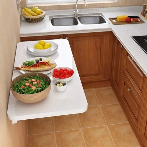 Miniatura 2 de Mesa invisible de madera para montar en la pared, mesa de comedor flotante, escritorio plegable para computadora, banco de trabajo, escritorio