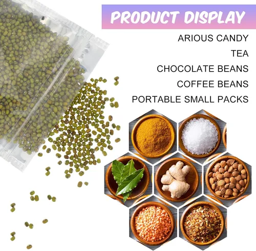 Miniatura 3 de Ctosree 200 bolsas de alimentos de pie, bolsas de caramelos, sellables, parte delantera transparente resistente con parte trasera de papel de 3.5" x