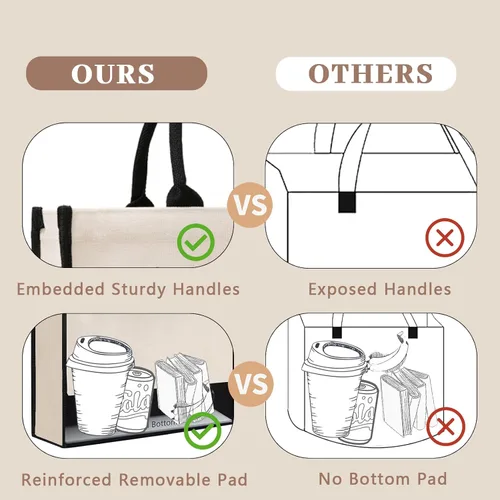 Miniatura 2 de Cute Tote Bags, 16Oz, 3 Pockets, Cat Large Canvas Tote Bags for Women, Anti-Scratch Lining Large Tote Bag with Zipper