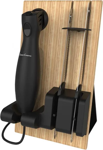 Miniatura 6 de Juego de cuchillos eléctricos para tallar con 2 cuchillas de acero inoxidable, mango de agarre cómodo y bloque de almacenamiento de madera