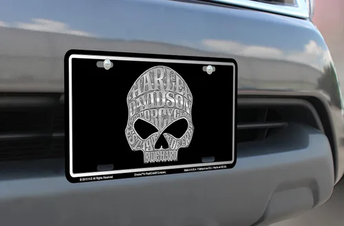 Miniatura 2 de Chroma 55001 Harley-Davidson Skull - Placa de matrícula estampada, 1 paquete