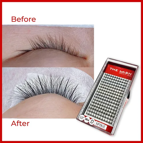 Miniatura 5 de THE LASH SUPPLY Spikes - Extensiones de pestañas profesionales, rizo C/D, 0.39-0.71 pulgadas de longitud, 0.07 de grosor, 16 líneas de pestañas
