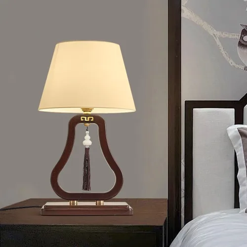 Miniatura 6 de Lámpara para escritorio, lámpara de mesa de noche, estilo retro, sala de estar, estudio, sala de té, lámpara de tela de madera maciza, lámparas