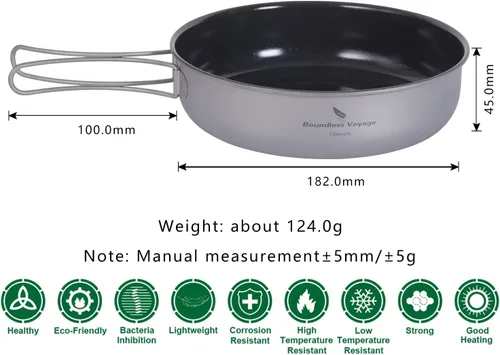 Miniatura 3 de Boundless Voyage Sartén antiadherente de titanio con mango plegable, revestimiento de cerámica antiadherente, olla de cocina para acampar al aire 36
