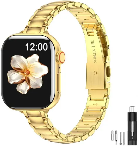 Miniatura 8 de MioHHR - Correas delgadas de metal compatibles con Apple Watch Band Ultra3/2/1 Series 11 10 9 8 7 6 5 4 3 2 1 SE3/2/1, correa delgada y estrecha