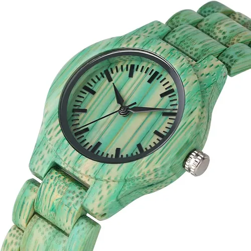 Miniatura 2 de Tiong Reloj de madera para mujer con correa de madera, diseño clásico analógico, colorido, de bambú, relojes para mujeres, parejas