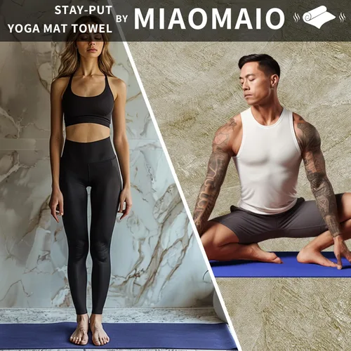 Miniatura 7 de MIAOMIAO Juego de toallas antideslizantes para yoga caliente, microfibra súper absorbente, 24.5 x 72 pulgadas, diseño antideslizante, sin lesiones