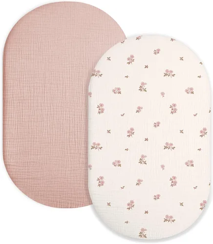 Miniatura 16 de Sábana de moisés para bebé niño y niña, sábanas ajustadas para colchón de moisés rectangular, ovalado, de reloj de arena, sábanas de cesta de Moisés
