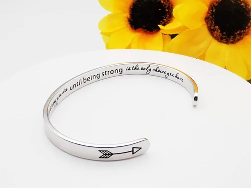 Miniatura 132 de Pulseras inspiradoras para mujer, joyería de acero inoxidable, con refranes, pulsera motivacional con mensaje oculto, pulseras grabadas para mejor