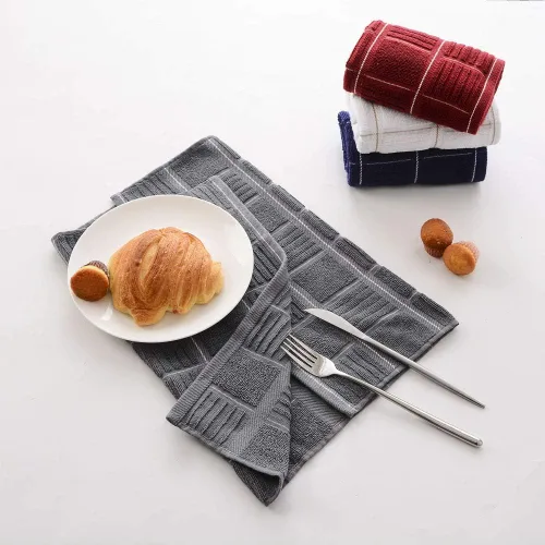 Miniatura 4 de Anyi Toallas de cocina de 100% algodón gris, paños de cocina absorbentes con asa para colgar, toallas de mano de cocina suaves para lavar y secar