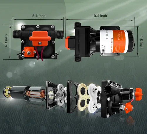 Miniatura 2 de [Versión mejorada] Bomba de agua de diafragma autocebante de 12 V CC, 30-70 PSI ajustable continuamente, flujo de agua de 6.0 GPM, bomba de agua