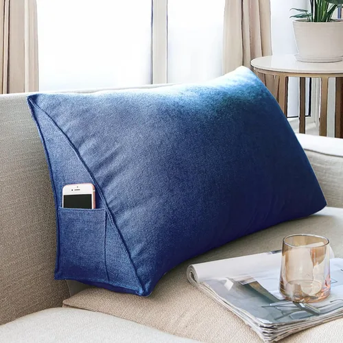 Miniatura 11 de Almohada de cabecera con protección de cintura, almohada de lectura, almohada triangular de cuña, cojín de espalda larga con funda extraíble