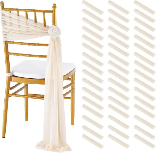 Miniatura 17 de Fanqisi 16 cintas para sillas con cintas de 8 pies de largo, cortinas de tela suave para decoración de bodas, iglesias, sillas, pasillos