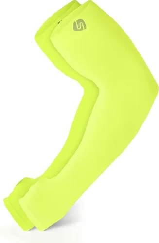Mangas de brazo para hombres y mujeres, calentadores de tatuajes, protección solar UV UPF 50 Amarillo Hi Viz