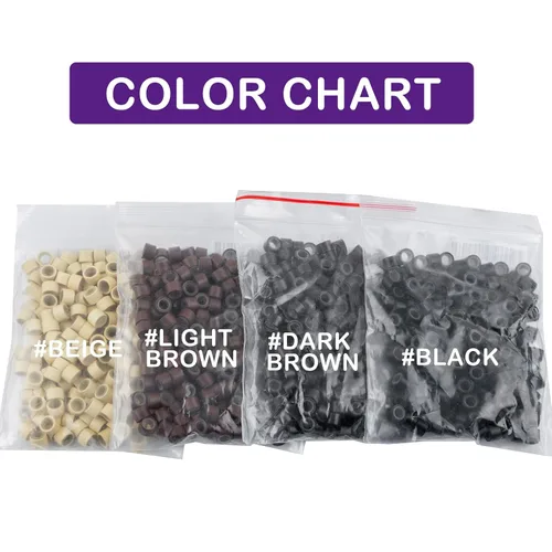 Miniatura 4 de Hairro Micro Link Beads - 200 piezas de 0.236 in con forro de silicona micro anillos para extensiones de cabello humano, extensiones de plumas beige