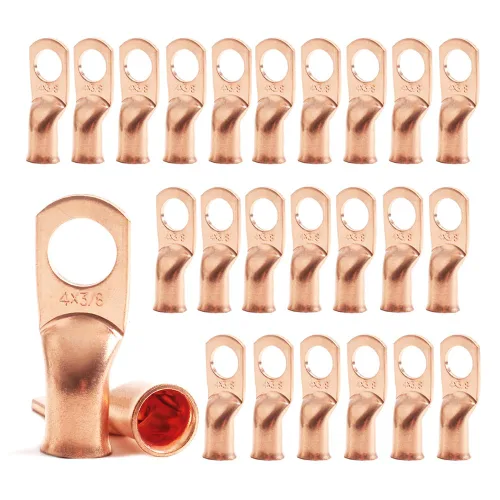 Miniatura 41 de 2/0 AWG 5/16" Stud (25 piezas), terminal de anillo de batería resistente, conectores de calibre 00, lengüetas de alambre de cobre 2/0, terminales