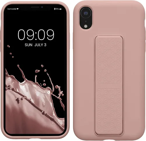 Miniatura 12 de kwmobile Funda compatible con Apple iPhone XR - Funda con correa de mano y revestimiento de silicona TPU suave - Azul Báltico
