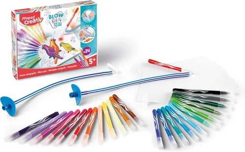 Miniatura 4 de Maped Creativ Blow Art Kit - 24 bolígrafos de punta de fieltro y 2 herramientas de aerógrafo - Kit de arte para niños