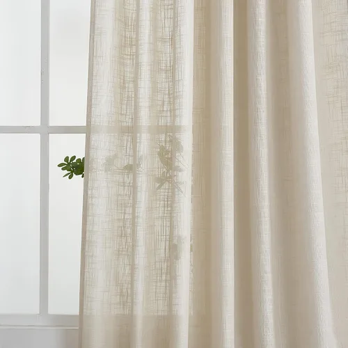 Miniatura 3 de Palma - Cortinas semitraslúcidas de lino para dormitorio de 63 pulgadas de largo, cortinas filtrantes de luz, ojales bronce, juego de 2 paneles