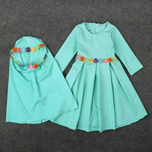 Miniatura 2 de Vestido de ropa para niña pequeña musulmana, traje de Ramadán tradicional Abaya Dubai para niñas que van a casa