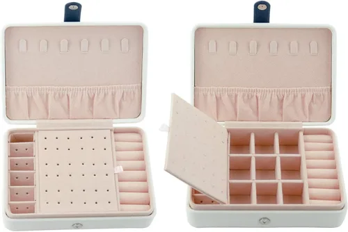 Miniatura 2 de CHYA Joyero pequeño para mujeres y niñas, estuche organizador de joyas de viaje de piel sintética, soporte portátil para almacenamiento de joyas