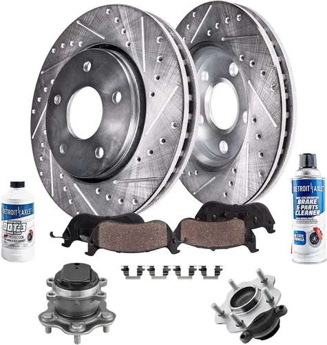 Miniatura 43 de Detroit Axle - Kit de freno delantero para Ford Explorer Mercury Mountaineer 2002-2005 Bujes de rodamiento de rueda perforados y ranurados rotores