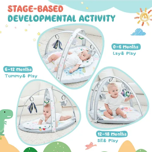 Miniatura 3 de ibabejoy - Tapete de juego para bebé, gimnasio de juego basado en escenarios con 2 fundas lavables a máquina para recién nacidos a niños, tapete