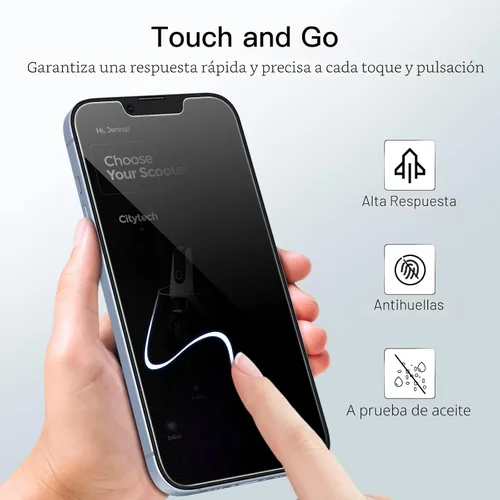 Miniatura 5 de Protector de pantalla de privacidad JETech para iPhone 16e 2025, iPhone 14 de 6.1 pulgadas, película de vidrio templado antiespía, 2