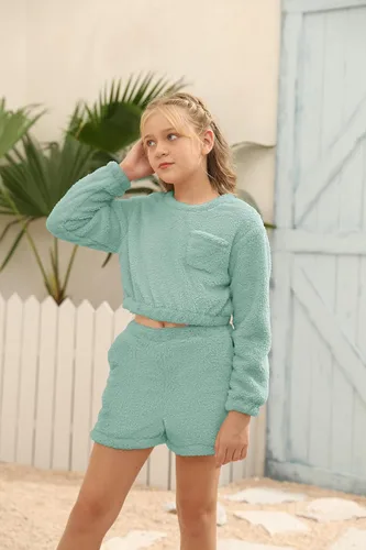 Miniatura 3 de Mafulus Conjunto de pantalones de dos piezas para niñas, cómodos, ligeros, de manga larga, con bolsillos