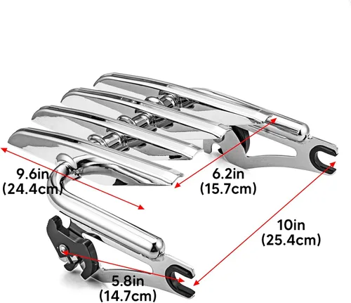 Miniatura 4 de Mofun Portaequipajes Cromado Estilo Sigiloso Desmontable Compatible con Harley Touring Street Electra Road Glide Road King 2009-2025, Se Ajusta a