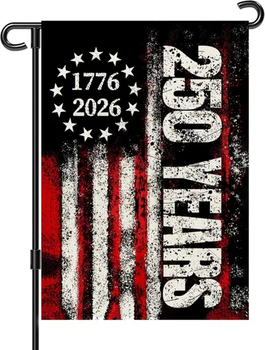 Banderas de jardín con el 250 aniversario de Estados Unidos para exteriores, bandera de Estados Unidos del 250 aniversario 1776-2026, letrero