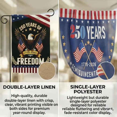Miniatura 3 de [Juego de 2] Bandera de Estados Unidos de 250 aniversario, 2 unidades, bandera de jardín estadounidense, diseño de águila patriótica de doble cara