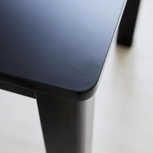 Miniatura 5 de Livinia Cabin 33.5" Mesa de comedor de madera/Mesa de cocina rectangular pequeña moderna de madera maciza de estilo granja (negra)