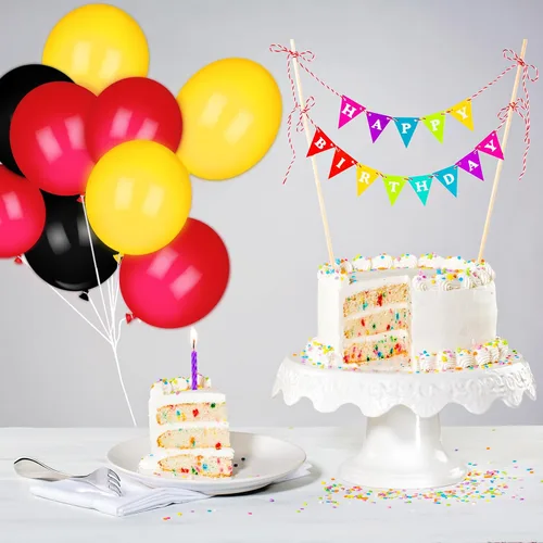 Miniatura 5 de Sumind Kit de arco de globos rojos, amarillos y negros, suministros para fiesta de cumpleaños, arco de guirnalda, baby shower, boda, fiesta, telón