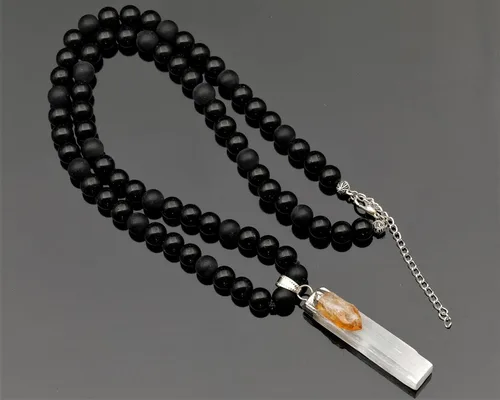 Miniatura 111 de Colgante de turmalina cruda natural, Collar de cuentas de ónix negro genuino, Collar de piedra negra, Collar de piedras preciosas, Cuentas de 0.315