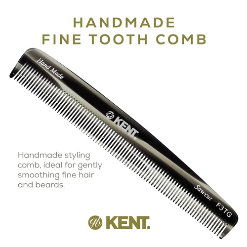 Miniatura 3 de Kent F3T - Peine de dientes finos de grafito negro, peine para separar y alisar el cabello para hombres y mujeres, removedor de caspa, corte