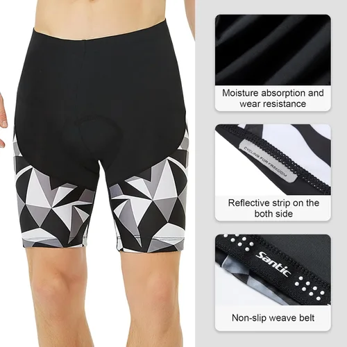 Miniatura 21 de Santic Pantalones cortos de ciclismo para hombre, pantalones acolchados para ciclismo, ropa de ciclismo
