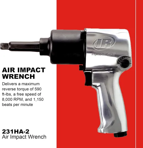 Miniatura 2 de Ingersoll Rand 231HA-2 - Llave de impacto neumática de 1/2 pulgada, yunque extendido de 2 pulgadas, súper resistente, par de torsión de 600